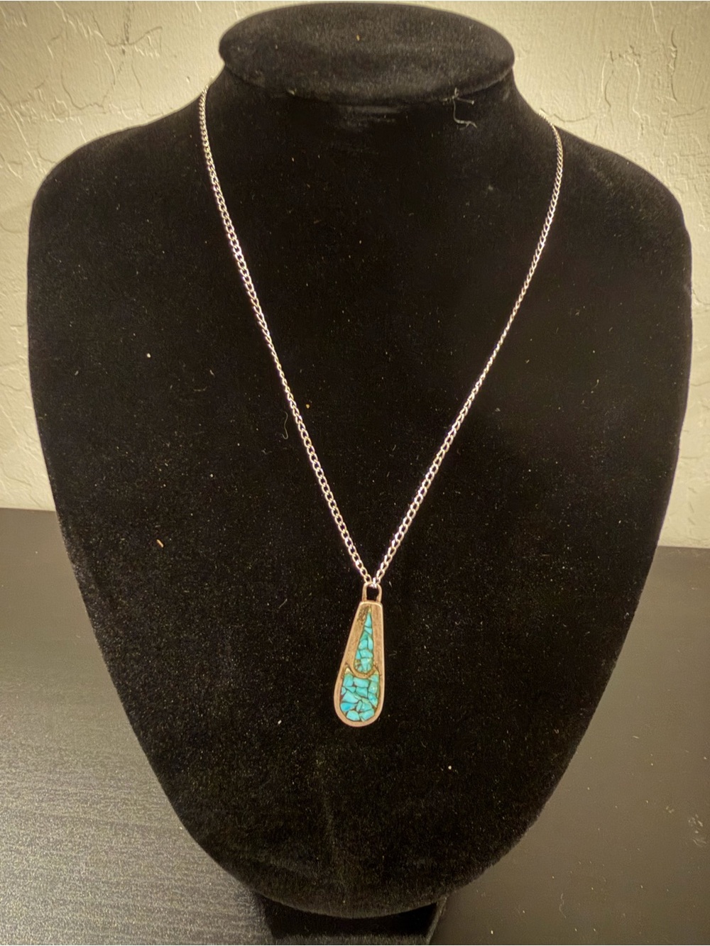 Silver Necklace Handmade with Bisbee Turquoise